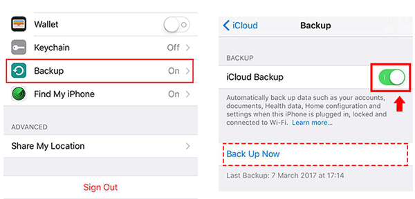 back up iPhone by iCloud